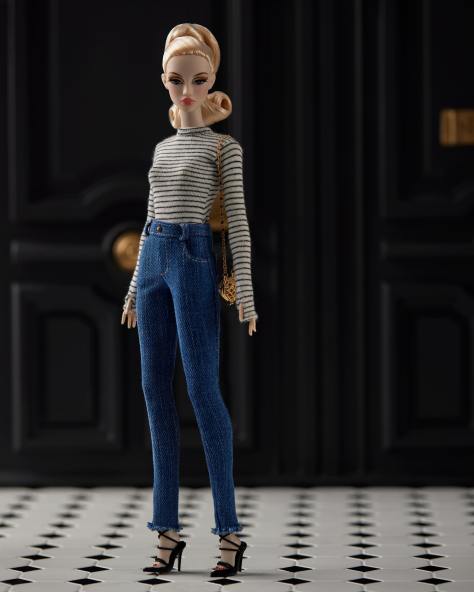 Defa Lucy: Grey Melange Herringbone Double-Breasted Wool Coat
