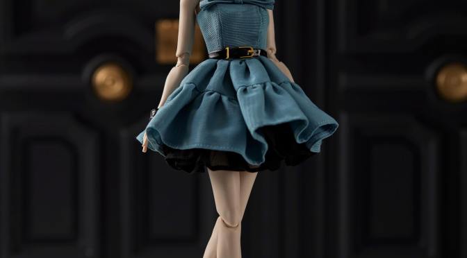 Defa Lucy: Pale Blue Faille Strapless Bow Detail Dress