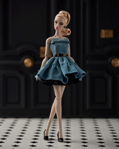Defa Lucy: Pale Blue Faille Strapless Bow Detail Dress